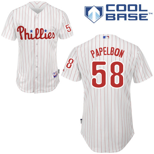Jonathan Papelbon #58 MLB Jersey-Philadelphia Phillies Men's Authentic Home White Cool Base Baseball Jersey